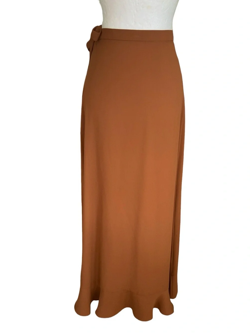 LN Amanda Uprichard Tessa Umber Brown Ruffle Wrap Midi Skirt - S